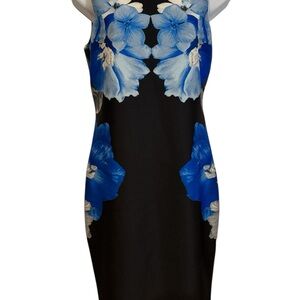 Calvin Klein Black Dress with Blue Floral Accents